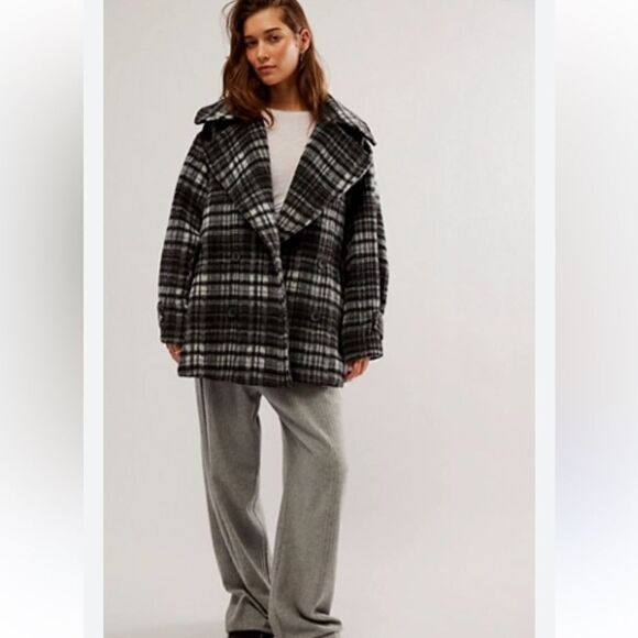 Free People Highlands Wool Coat in Salt & Pepper Revolve NWT XS - Picture 3 of 12
